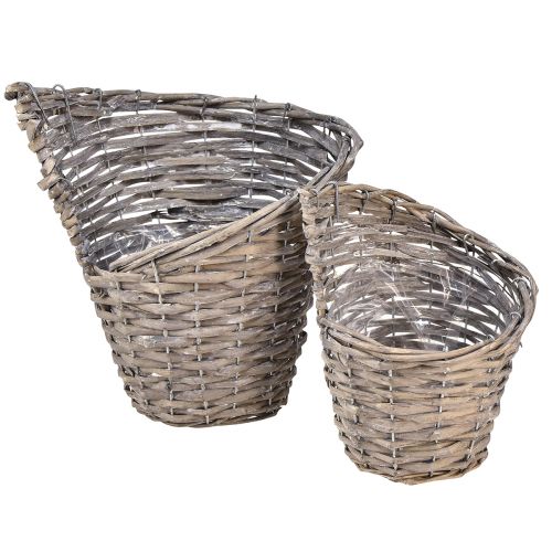 Product Flower pot planter basket willow natural Ø12.5cm/20cm 2-piece set decoration vintage rustic