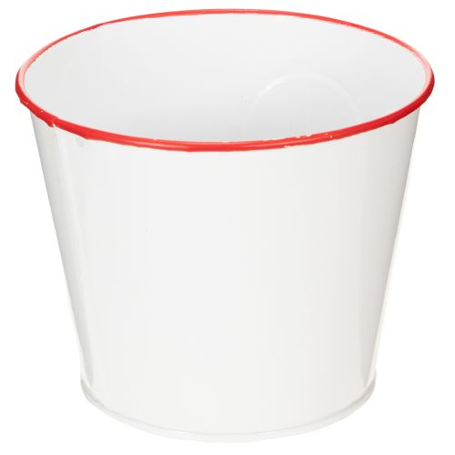 Product White flower pot with red heart, planter, Ø13cm H10.5cm