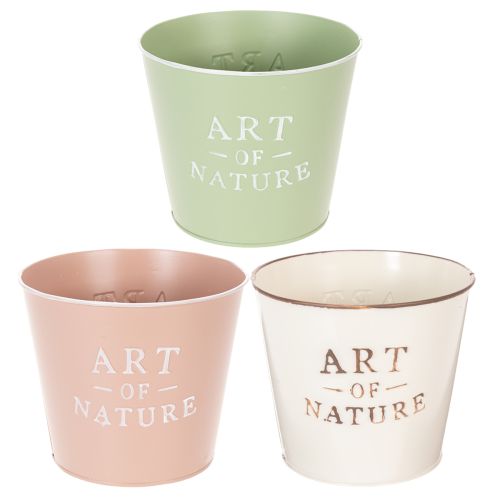 Art of Nature Vintage-Style Round Planters Set - 3 Pastel Metal Pots, 17cm buy online | Floristik24.ie