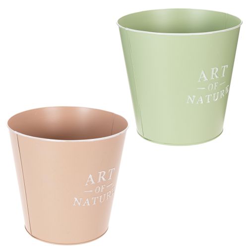 Round Zinc Planters in Pastel Colours - Set of 2 (22cm) | Floristik24.ie