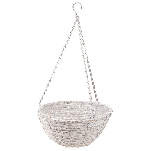 Flowerpot hanging straw natural white Ø28cm H15cm 2pcs