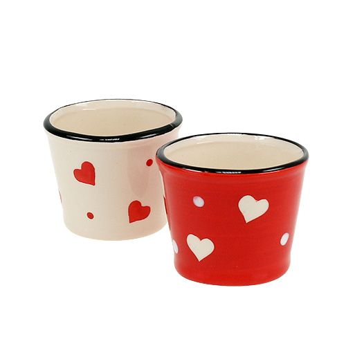 Floristik24 Flower pot with hearts red Ø7.5cm H6cm 12pcs