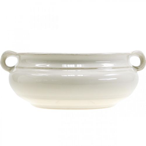 Floristik24 Flower Pot with Handle Planter Ceramic Plant Pot White Ø22cm