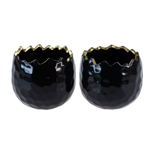 Product Flowerpot Ceramic Egg Plant Pot Black Ø10cm H8cm 2 pcs