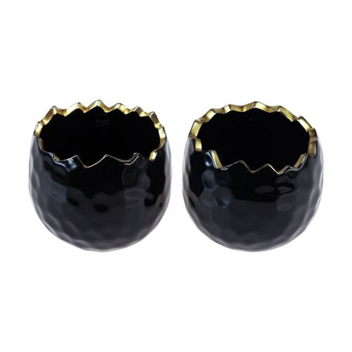 Product Flowerpot Ceramic Egg Plant Pot Black Ø10cm H8cm 2 pcs