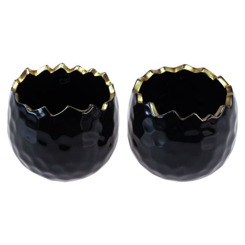 Product Flowerpot Ceramic Egg Black Plant Pot Black Ø12cm 2pcs