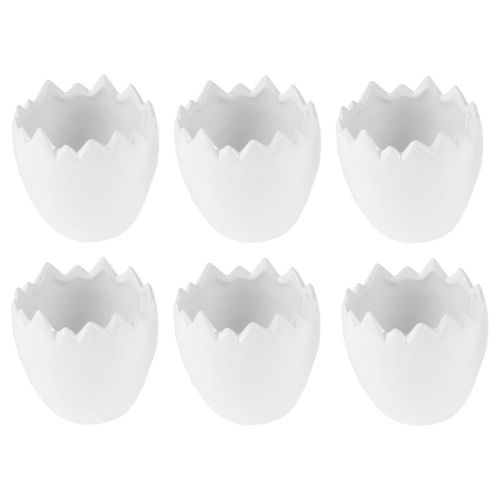 Floristik24 Flowerpot Ceramic Egg White Planter Ø8cm H8.5cm 6 pcs