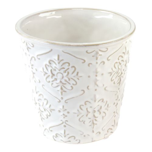 Flowerpot Ceramic Planter White Cream Beige Ø13.5cm 2 pcs