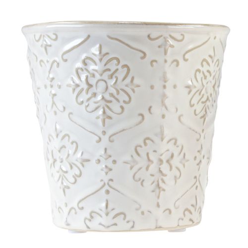 Product Flowerpot Ceramic Planter White Cream Beige Ø13.5cm 2 pcs