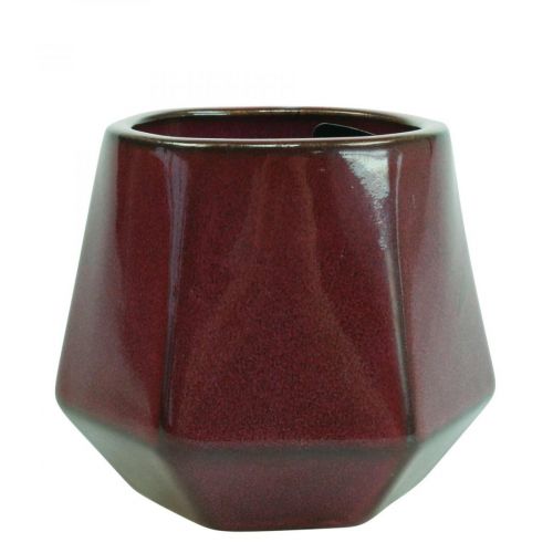 Product Flower Pot Ceramic Planter Red Hexagonal Ø10cm H9cm