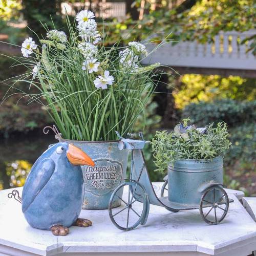 Floristik24 Flower pot motor scooter metal rust blue 33cm