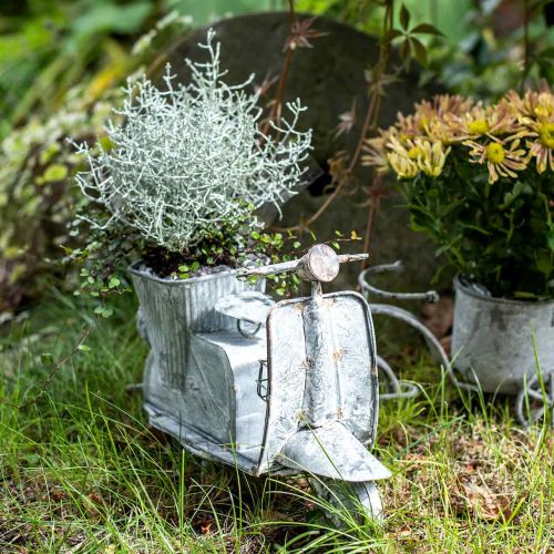 Floristik24 Flower pot scooter metal vintage white washed 35×12×23cm