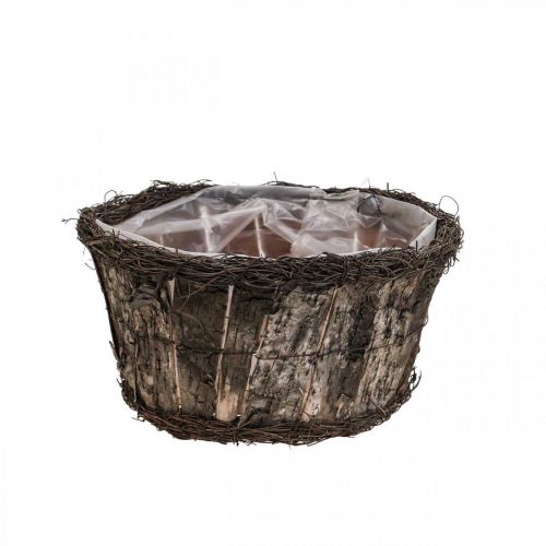 Product Birch bark flower pot with natural vine design, Ø28cm, H15cm, planter
