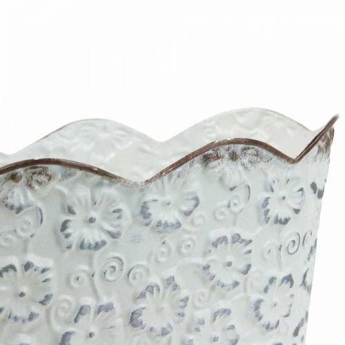Floristik24 Plant bowl white metal cachepot plant pot 26×14×12.5cm