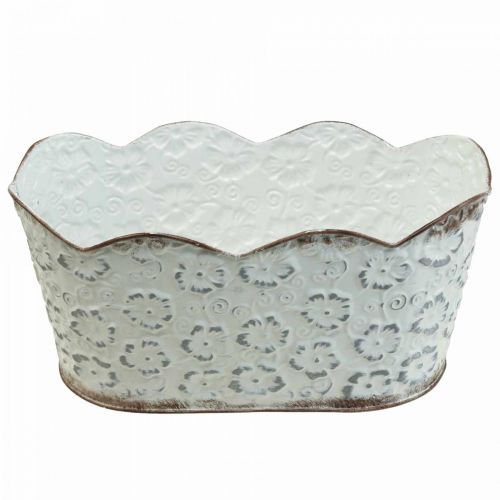 Floristik24 Plant bowl white metal cachepot plant pot 26×14×12.5cm