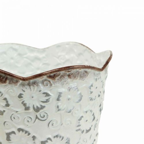 Floristik24 Flower pot white metal cachepot plant pot Ø13cm H11.5cm