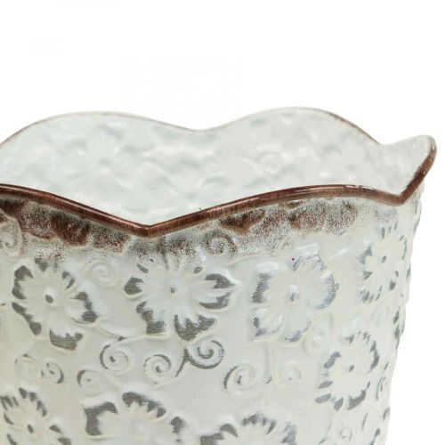 Floristik24 Flower pot white metal cachepot plant pot Ø16cm H12.5cm