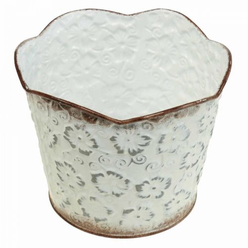 Floristik24 Flower pot white metal cachepot plant pot Ø16cm H12.5cm