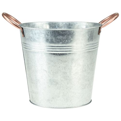Product Flower pot with handles metal decorative bucket Ø16cm H15cm