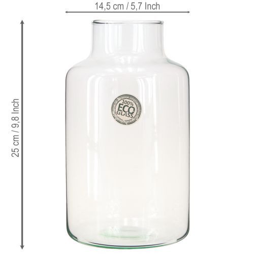 Product Flower vase glass decorative vase with neck clear Ø14.5cm H25cm