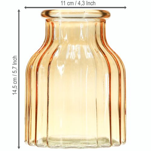 Product Flower vase glass orange retro design Ø11cm H14.5cm 2pcs