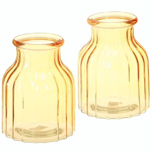 Product Flower vase glass orange retro design Ø11cm H14.5cm 2pcs