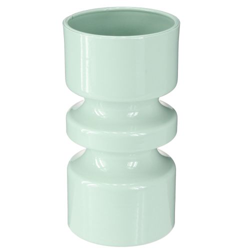 Flower Vase Metal in Mint Green Enamel Ø9cm H17.5cm