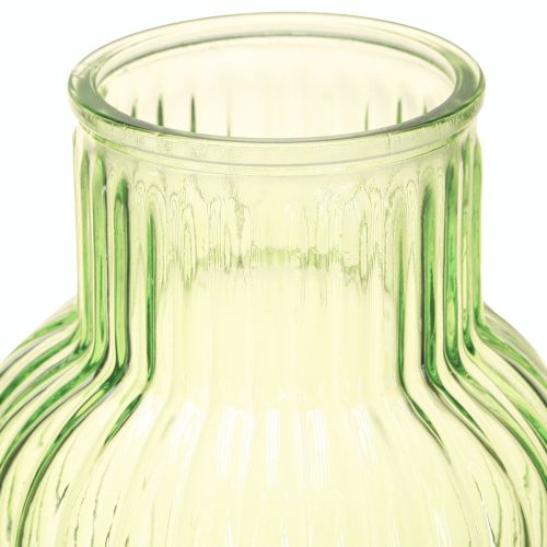 Product Flower vase retro green glass vase grooves Ø13.5cm H20cm