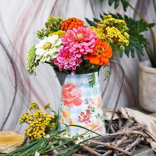 Product Flower vase deco jug metal vintage garden decoration planter H23cm