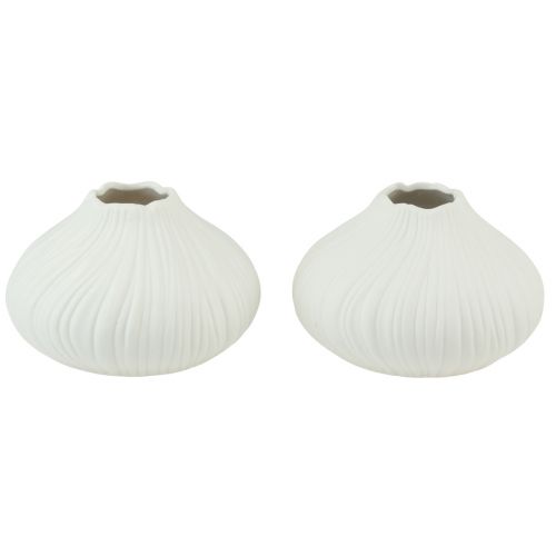 Product Flower vase ceramic onion shape white Ø13cm H13.5cm 2pcs