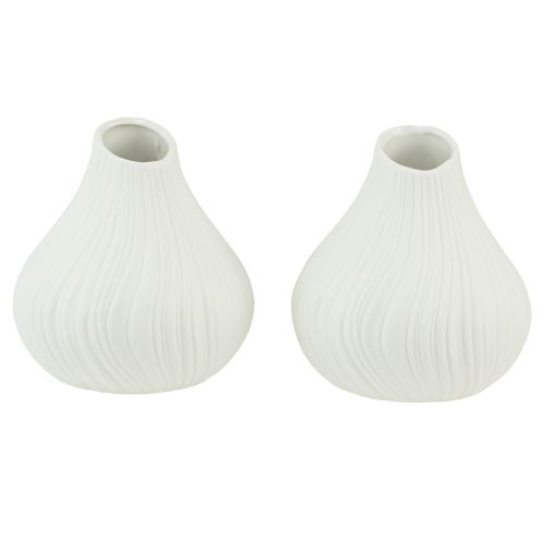 Product Flower vase ceramic onion shape white Ø13cm H13.5cm 2pcs