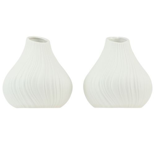 Product Flower vase ceramic onion shape white Ø13cm H13.5cm 2pcs