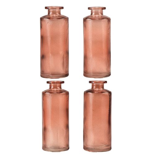 Flower vase mini glass decoration retro H13cm orange 4pcs
