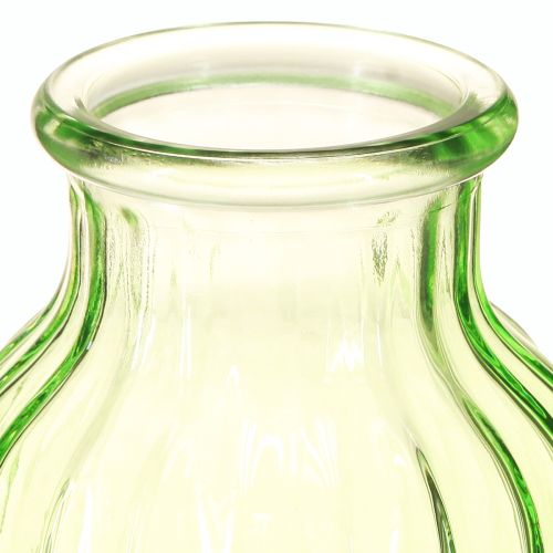 Product Flower vases green glass decoration retro Ø11cm H14.5cm 2pcs