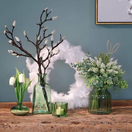 Product Flower vases green glass decoration retro Ø11cm H14.5cm 2pcs