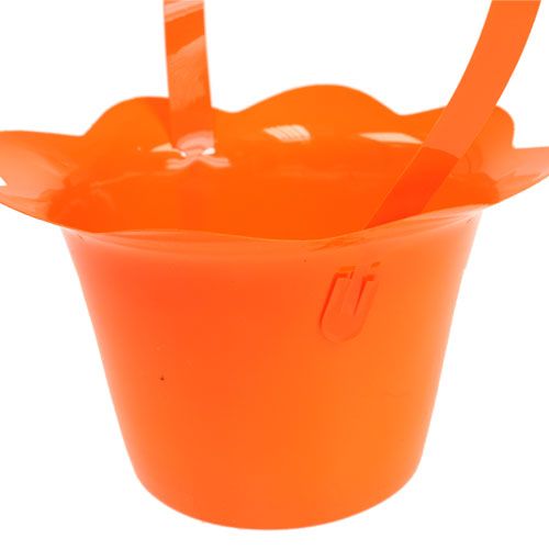 Floristik24 Flower pot with handle colored Ø15cm H9.5cm 10pcs
