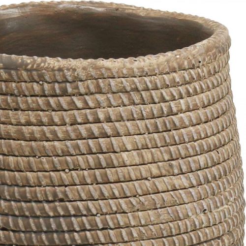 Floristik24 Boho flowerpot braided pattern planter ceramic Ø12cm H14cm 2pcs