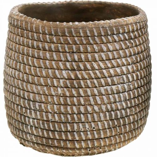 Product Boho flower pot cachepot ceramic braided look Ø9cm H10.5cm 2pcs