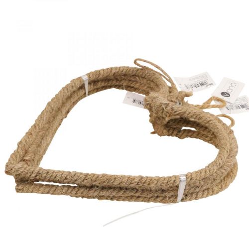 Floristik24 Boho style, heart metal ring decorative ring jute ribbon B23cm 4pcs