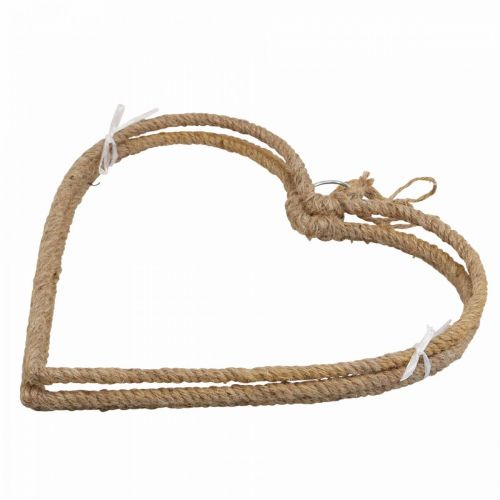 Floristik24 Boho style, heart metal ring decorative ring jute ribbon W33cm 3pcs