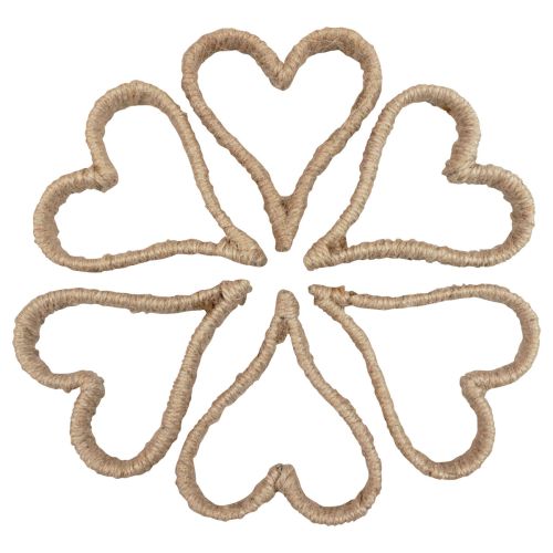 Floristik24 Boho Style Heart Metal Ring Decorative Ring Jute Ribbon 11cm 6pcs