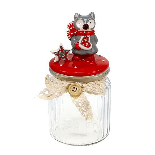 Candy jar with lid fox Ø7.5cm H16cm