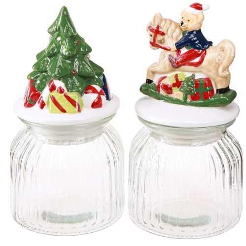 Product Candy jar with lid Christmas bonboniere H20cm 2pcs