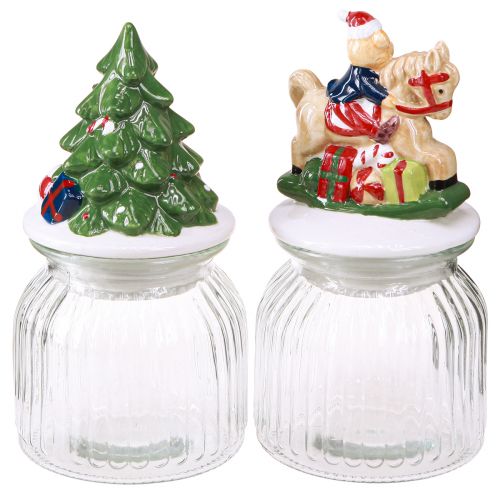 Product Candy jar with lid Christmas bonboniere H20cm 2pcs