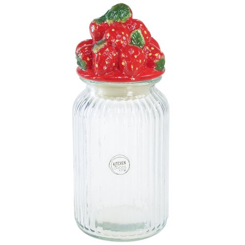 Bonboniere glass ceramic lid strawberry Ø10.5cm H26cm