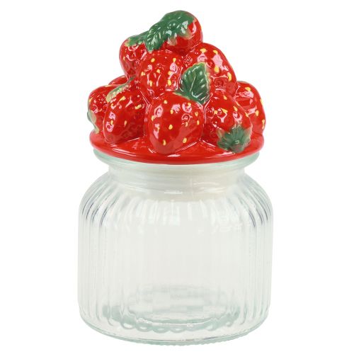 Bonboniere Glass with Lid Strawberries Cookie Jar Ø11cm H18cm
