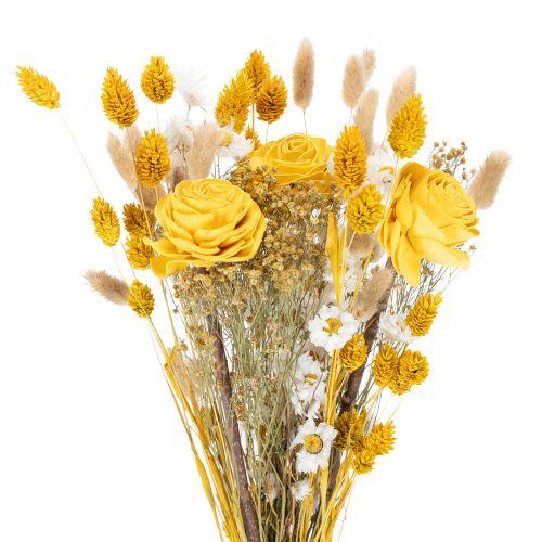 Dried flower bouquet with roses made of Sola wood. Elegant bouquet for natural home decoration. 50cm