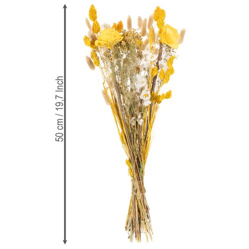 Product Dried flower bouquet with roses made of Sola wood. Elegant bouquet for natural home decoration. 50cm