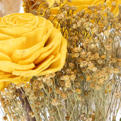 Product Dried flower bouquet with roses made of Sola wood. Elegant bouquet for natural home decoration. 50cm