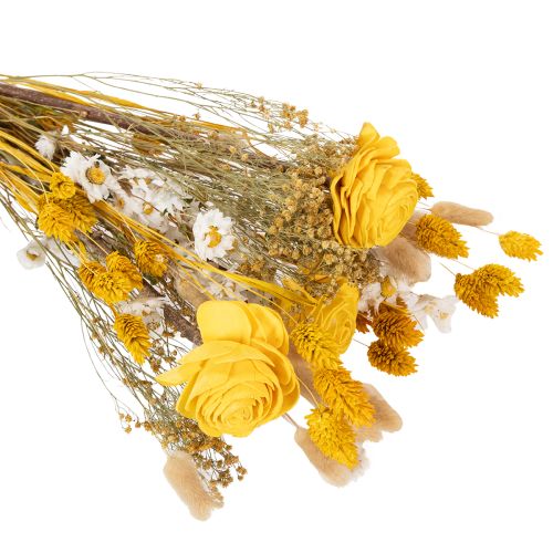 Product Dried flower bouquet with roses made of Sola wood. Elegant bouquet for natural home decoration. 50cm